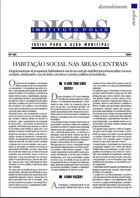 Habitação Social nas Áreas Centrais