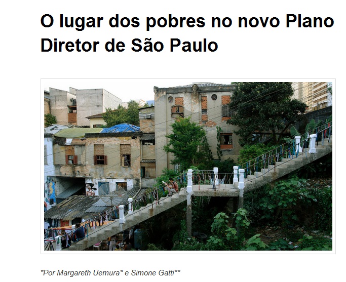 O lugar dos pobres no novo Plano Diretor de São Paulo